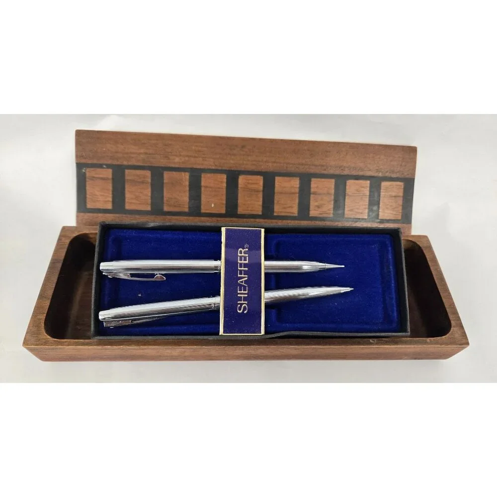 Vintage Schaeffer Personalized Pen and Pencil Set In Wooden Box